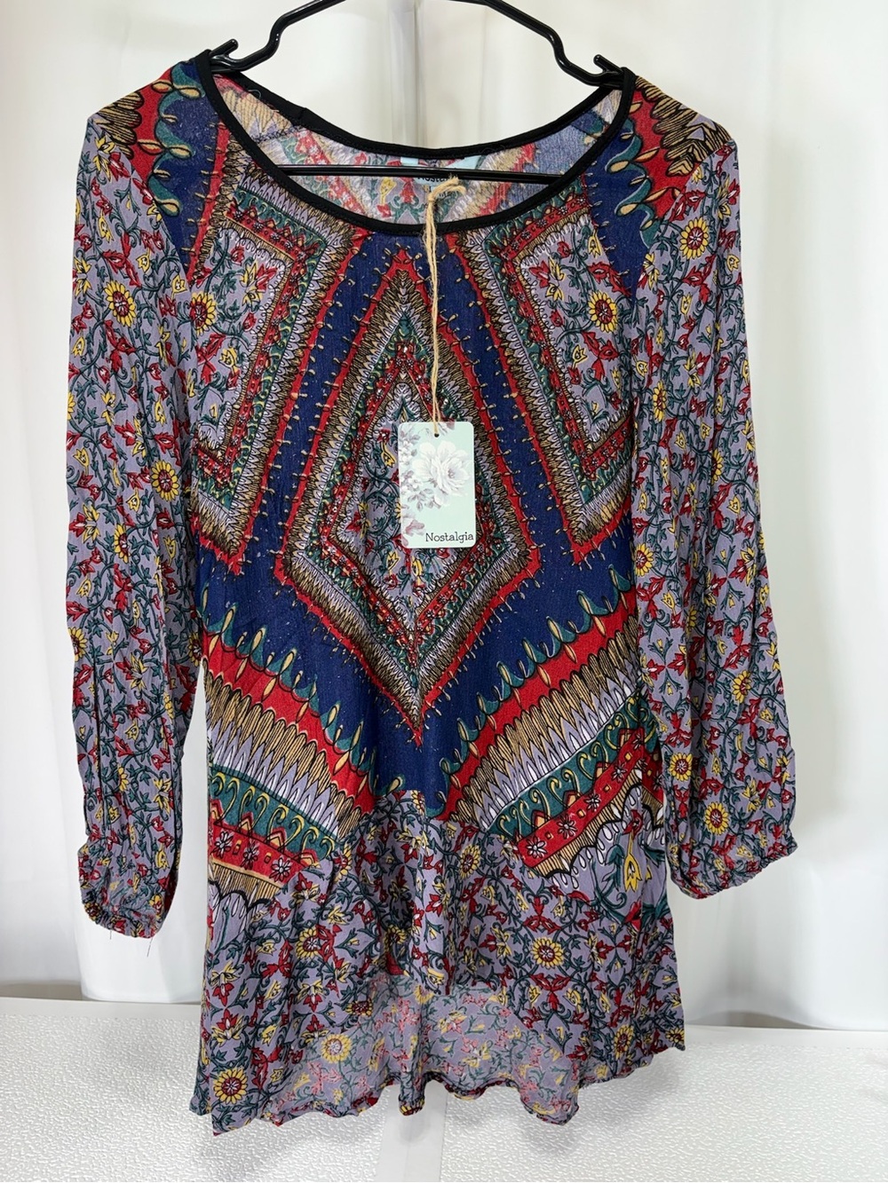 Nostalgia Multicolor Boho Tunic with Red, Blue, Green & Yellow 4123